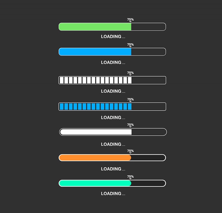 Vector barra de carga grande para la aplicación del juego.