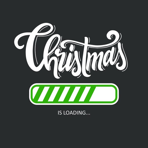 Barra de carga de Navidad Letras dibujadas a mano borde de progreso Concepto de signo vectorial