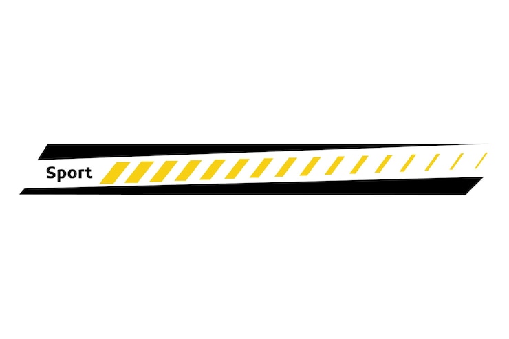 Vector barra de carreras de automóviles identidad de automóviles elemento de marcaje de vehículos para el transporte modificación de la línea de velocidad carreras de ajuste de tiras o pegatinas de automóviles ilustración vectorial aislada en fondo blanco