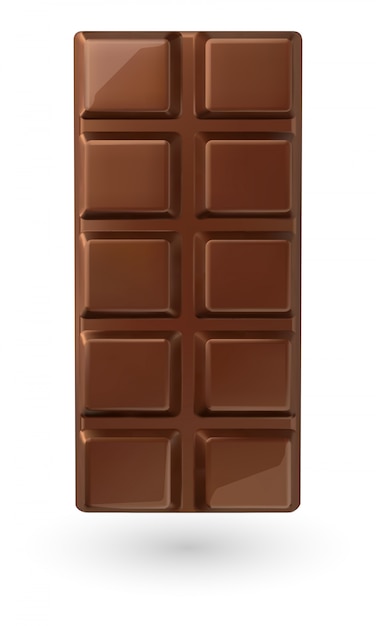 Barra de chocolate aislada en blanco