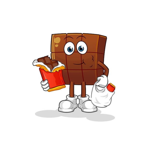 Barra de chocolate comer vector de dibujos animados de mascota de chocolate