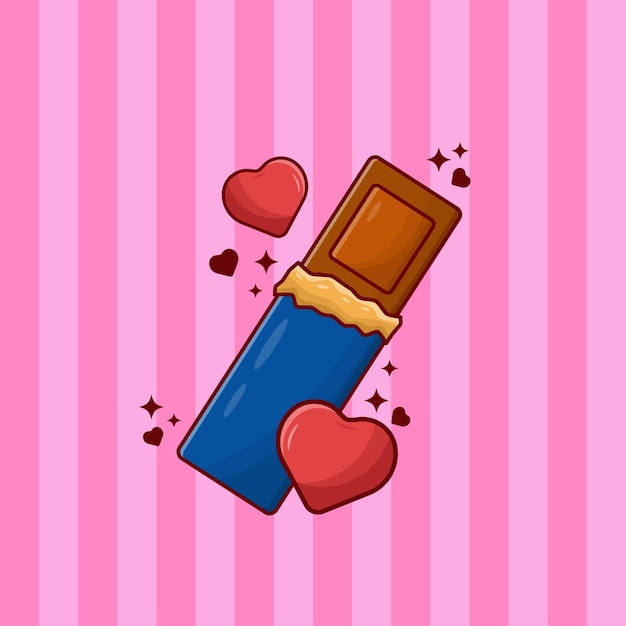 barra de chocolate, con, corazón, forma, vector