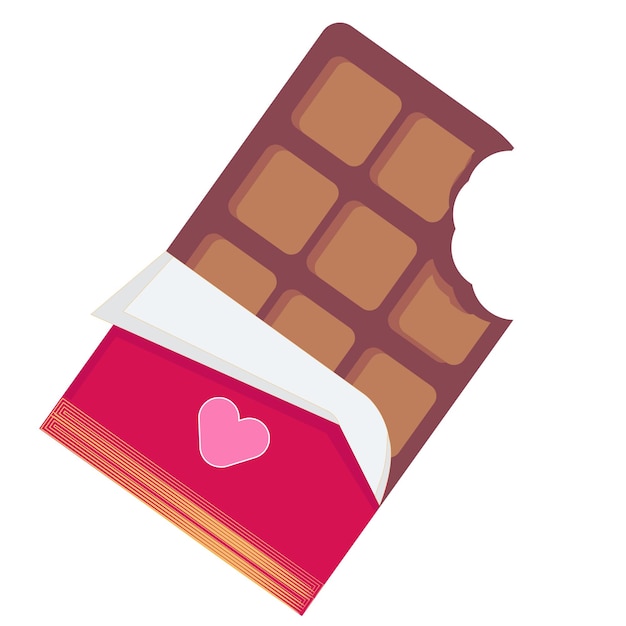 Vector barra de chocolate, día de valentines, ilustración