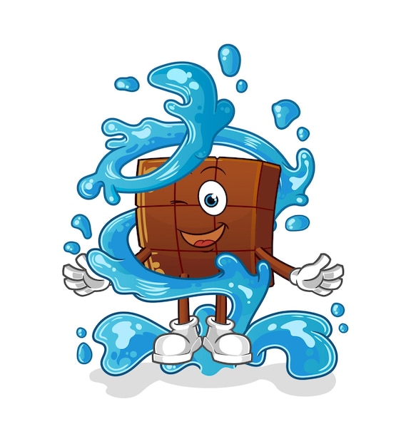 barra de chocolate fresca con mascota de agua. vector de dibujos animados