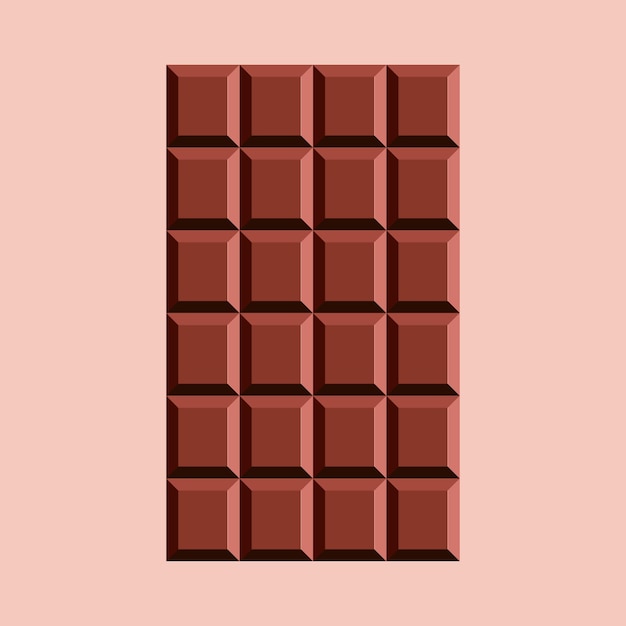 Barra de chocolate con leche piezas cuadradas sin envolver de chocolate negro aisladas sobre fondo rosa ilustración de vector de producto de cacao