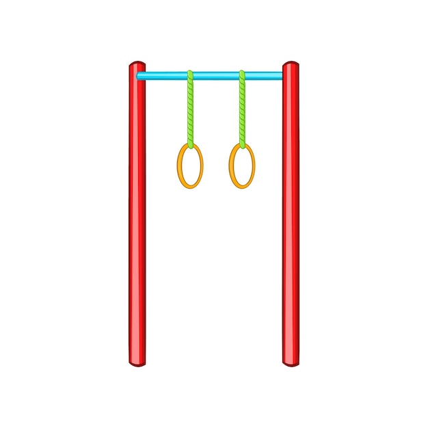 Barra horizontal con icono de anillos al estilo de dibujos animados aislados sobre fondo blanco Símbolo deportivo