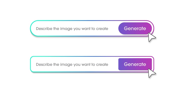 Vector barra de ia generativa input prompt como comandos para crear gradiente de color generar barra diseño plano concepto de tecnología de aprendizaje automático diseño de ilustración vectorial para ux ui y app