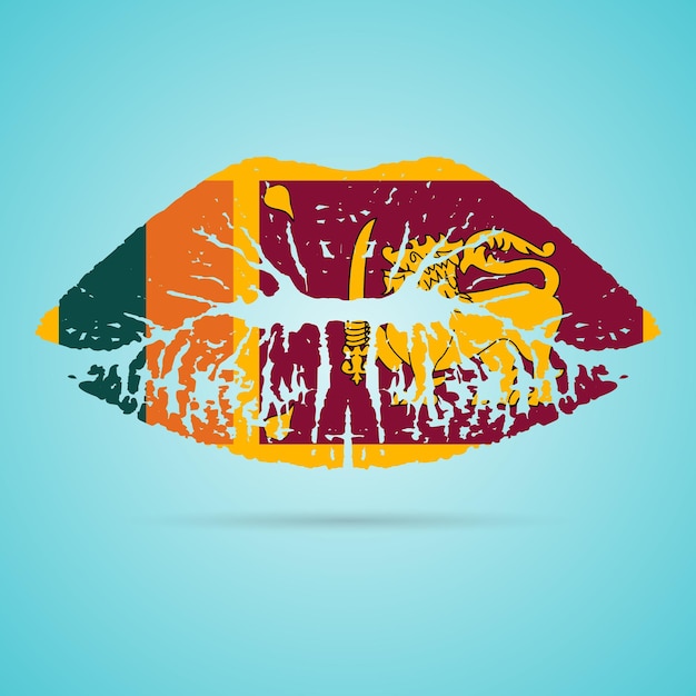 Barra de labios de bandera de Sri Lanka en los labios aislado en una ilustración de Vector de fondo blanco