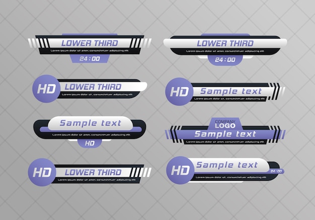 Barra de noticias de televisión. conjunto de barras de noticias de third third tv. título de medios de difusión de televisión. títulos digitales de llamadas.