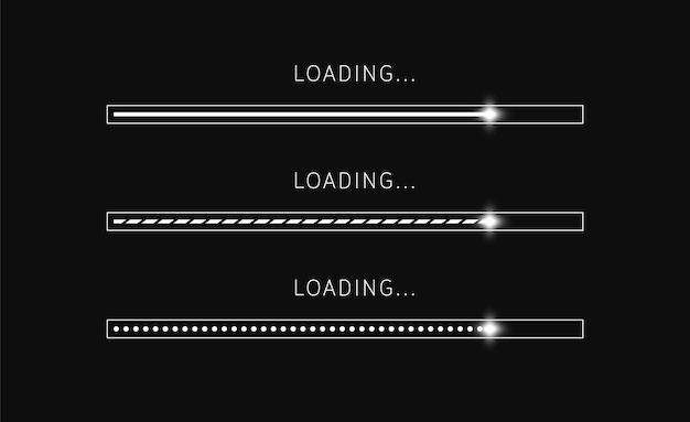 Barra de progreso de carga elementos de interfaz de usuario futuristas vectoriales línea y brillo conjunto de barra de progreso de carga