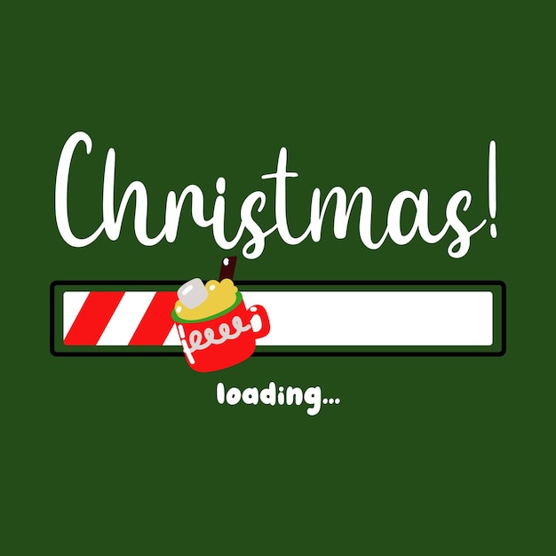 barra de progreso con la inscripción Navidad cargando en un estilo esquemático infantil Vector Navidad