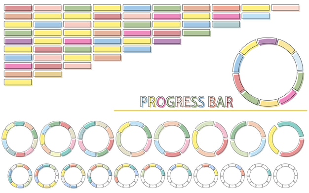 Vector barra de progreso simple y colorida e infografía