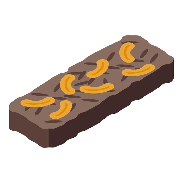Barra de proteína de chocolate con nueces Ilustración vectorial de íconos isométricos