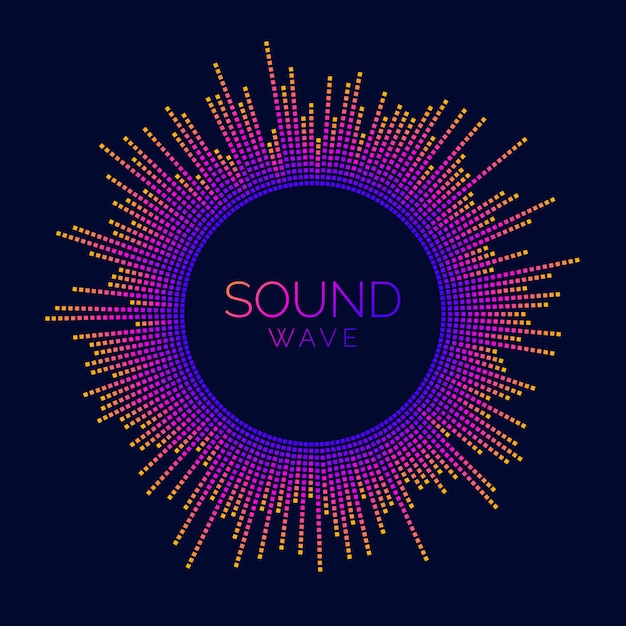 Barra de visualización de ondas sonoras circulares Ecualizador de reproductor de música punteado Señal de audio radial o vibración