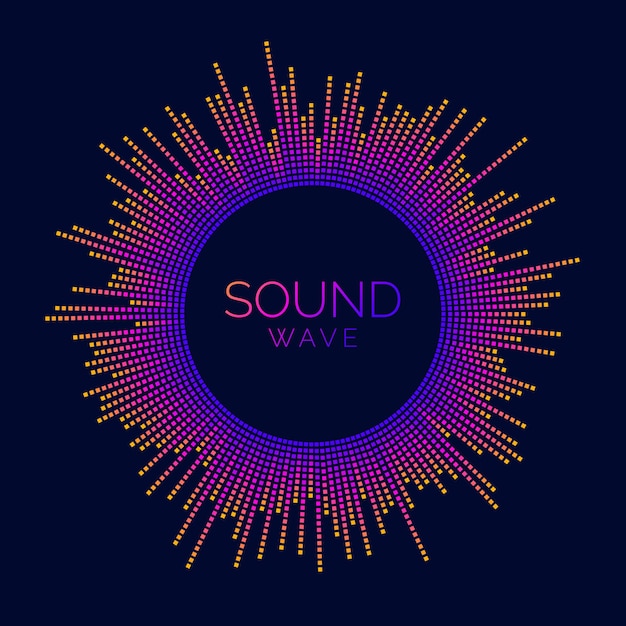 Vector barra de visualización de ondas sonoras circulares ecualizador de reproductor de música punteado señal de audio radial o vibración