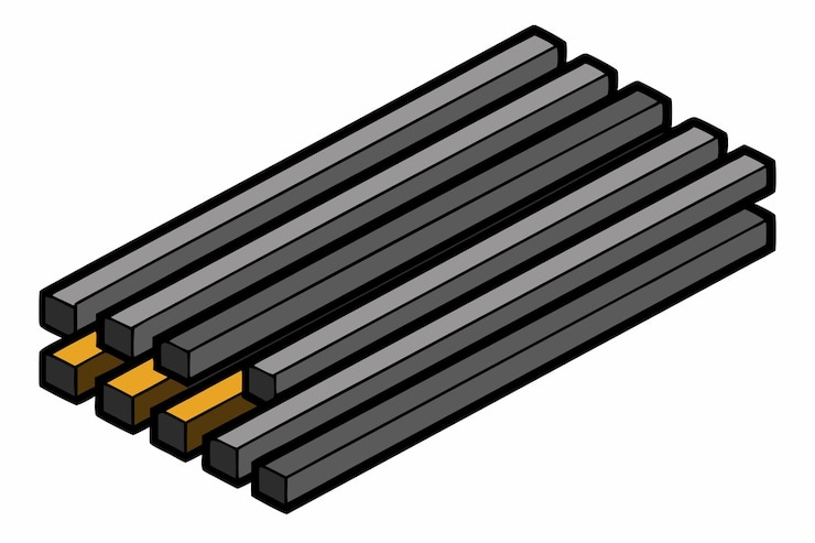 Vector barras de acero de refuerzo aisladas en ilustración vectorial plana sobre fondo blanco