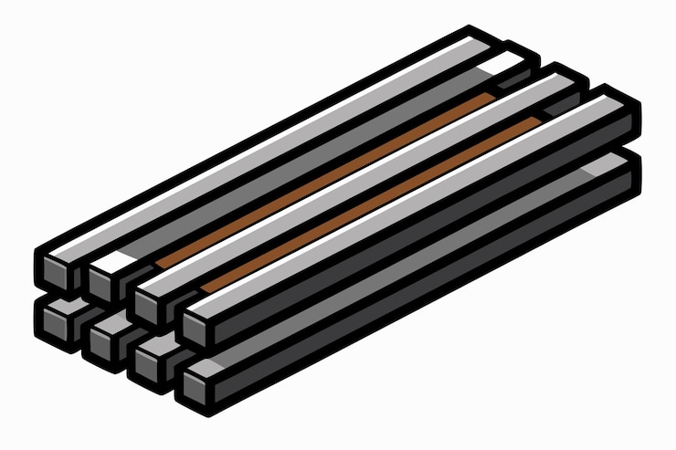 Vector barras de acero de refuerzo aisladas en ilustración vectorial plana sobre fondo blanco