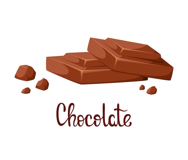 Vector barras de chocolate sobre un fondo blanco diseño de dibujos animados