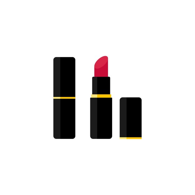 Barras de labios de colores rojos. Ilustración plana vectorial. Barra de labios mate. Productos cosméticos de maquillaje