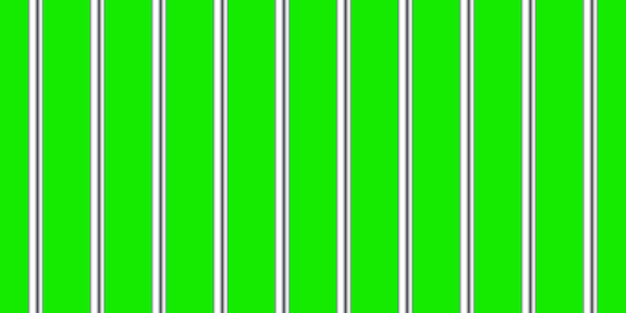 Vector barras de prisión de metal brillante aisladas en llave de croma verde jaula detallada cerca de hierro de la prisión maqueta de fondo criminal ilustración vectorial