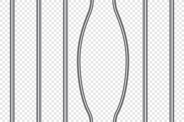 Barras rotas de la prisión Estilo de celosía o barras de la cárcel realista sobre fondo aislado Ilustración vectorial