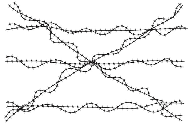 Barricada de silueta vectorial simple de alambre de púas Ilustración adecuada para protesta