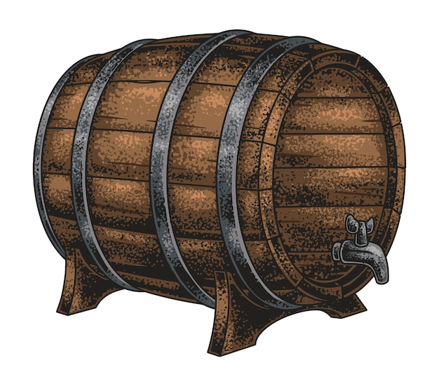 Barril de cerveza de madera rústico con grifo para la elaboración de cerveza