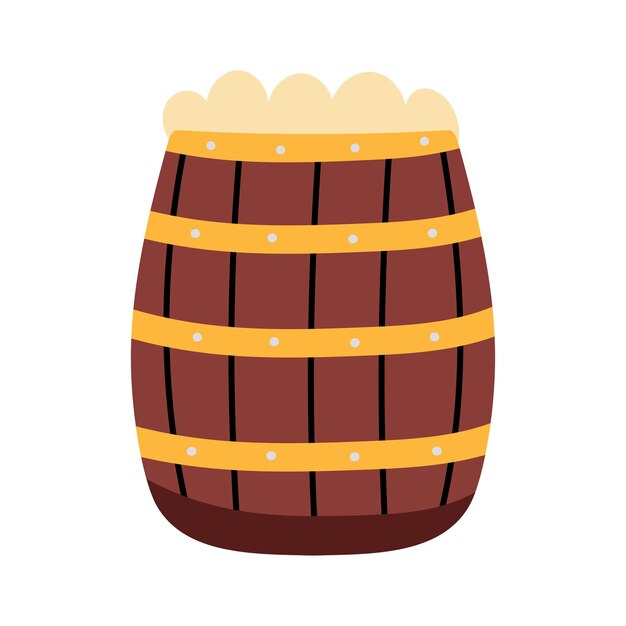 Barril de cerveza con muñón sobre fondo blanco.