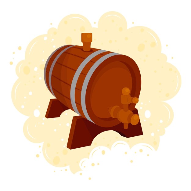 barril de madera con grifo para cerveza, vino y ron