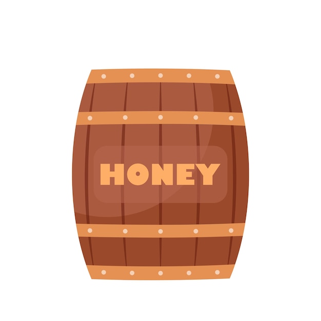 Barril de madera con miel Concepto de la granja apícola La apicultura orgánica de miel