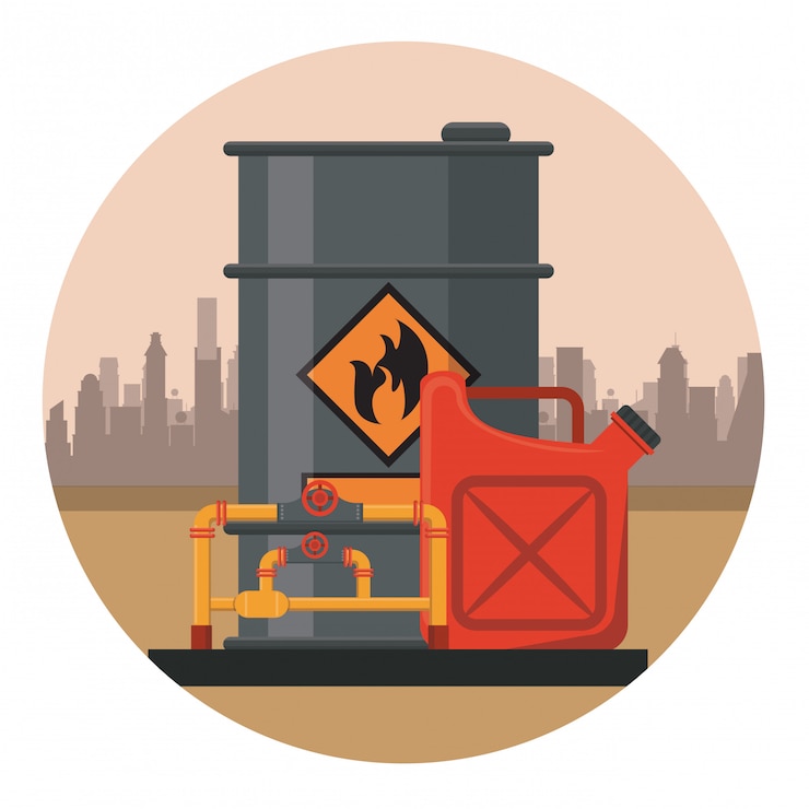 Vector barril de petróleo con aceite