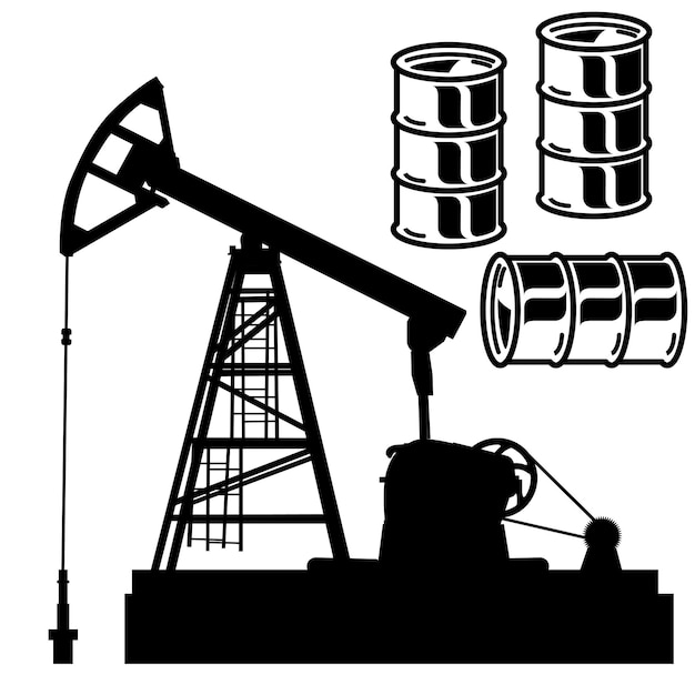 Barril de petróleo gráfico con flecha roja apuntando hacia abajo Vector illustrati