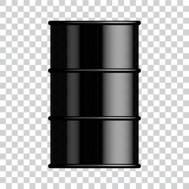 Barril de petróleo de metal negro aislado sobre un fondo transparente