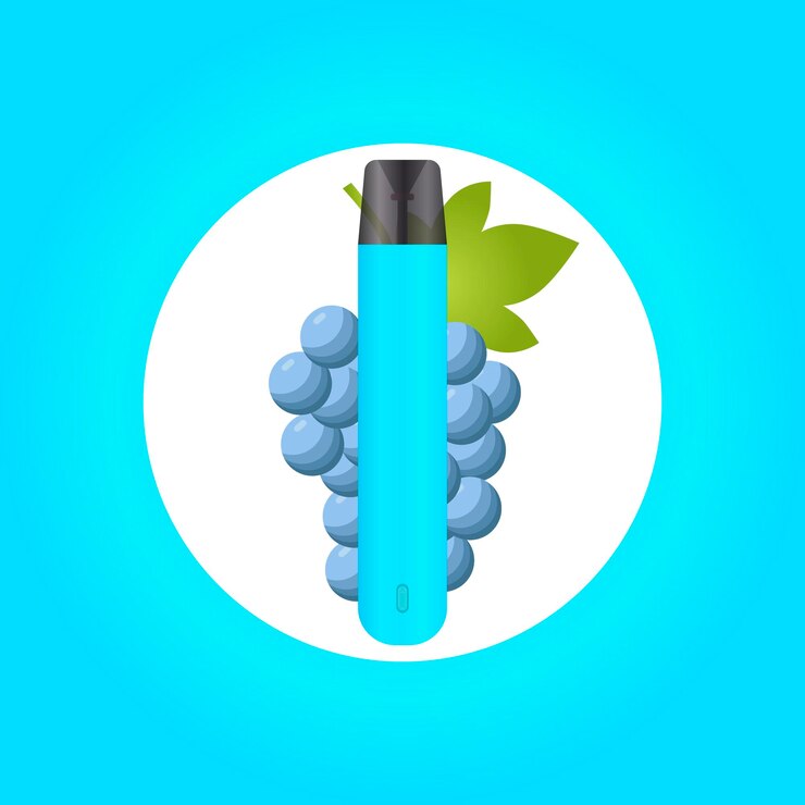 Vector barrita elf con sabor a uva. vape con sabor a bayas. uvas azules. vector