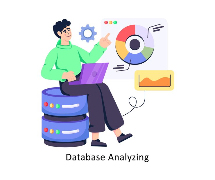 Vector base de datos análisis de ilustraciones de stock vectoriales de diseño de estilo plano