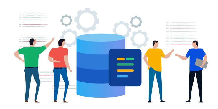 Vector base de datos estructurada sql lenguaje de consulta gente equipo de codificación para almacenar datos en el servidor utilizando dbms