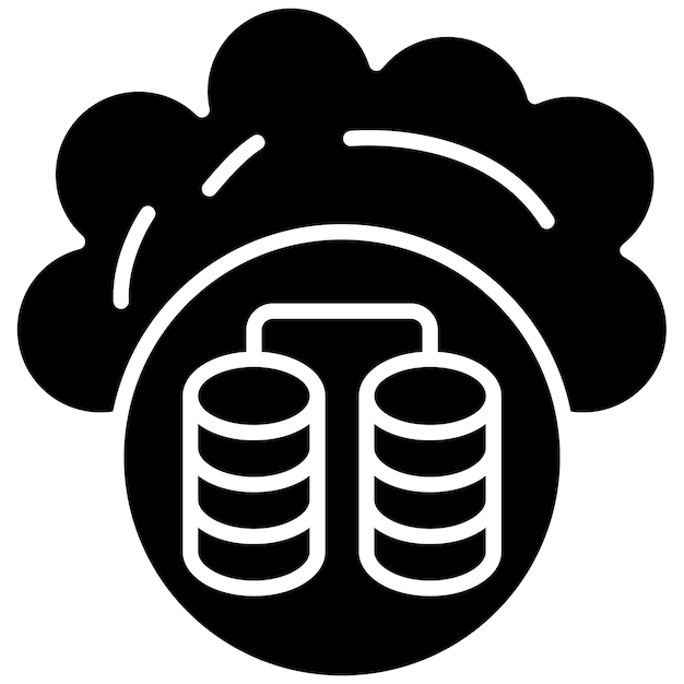 Base de datos de nubes Ilustración negra sólida de glifos