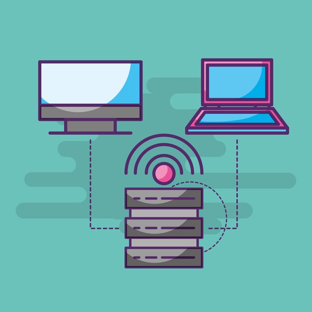 base de datos servidor portátil computadora transferencia señal de internet