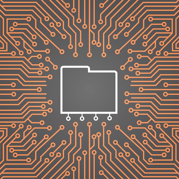 Base de datos a través de chip de computadora Fondo de centro de datos Concepto de sistema Bandera