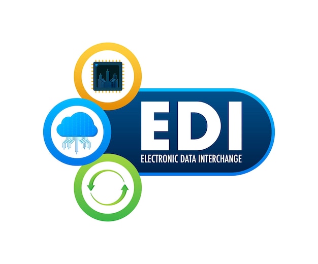 Base de datos de volumen de dispositivos de intercambio de datos electrónicos edi ilustración vectorial