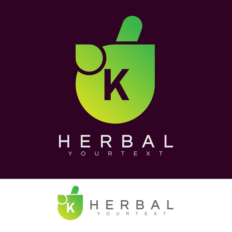 Vector a base de hierbas letra inicial k diseño de logotipo