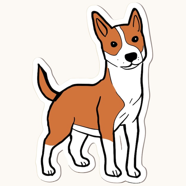 Vector basenji adhesivo para perros ilustración vectorial de línea de arte