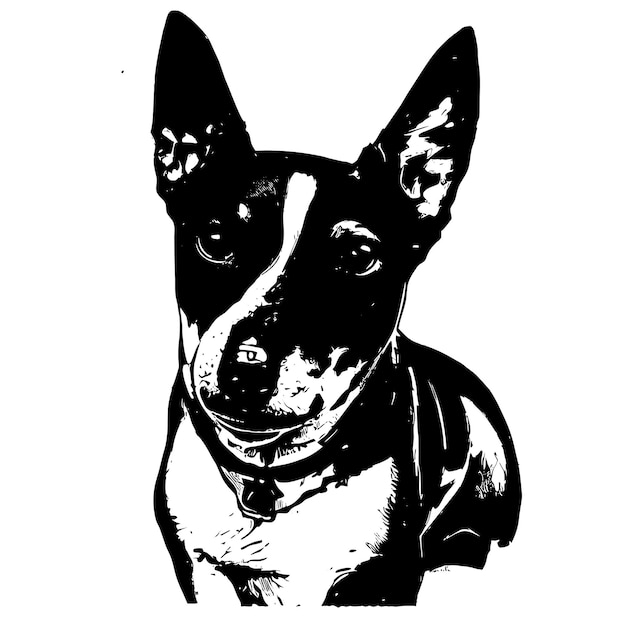 Vector basenji perro dibujado a mano dibujos animados pegatina icono concepto aislado ilustración