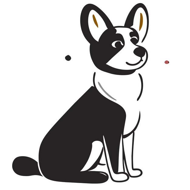 Vector basenji perro dibujado a mano dibujos animados pegatina icono concepto aislado ilustración