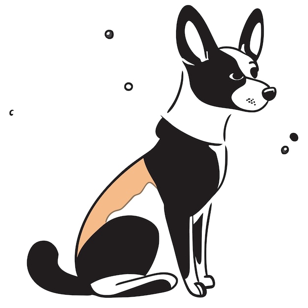 Vector basenji perro dibujado a mano pegatina de dibujos animados icono concepto ilustración aislada