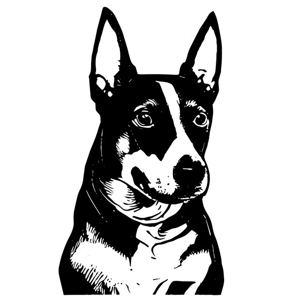 Vector basenji perro dibujado a mano pegatina de dibujos animados icono concepto ilustración aislada