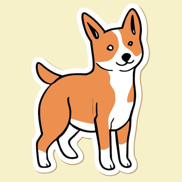 Vector basenji perro dibujado a mano pegatina de dibujos animados icono concepto ilustración aislada