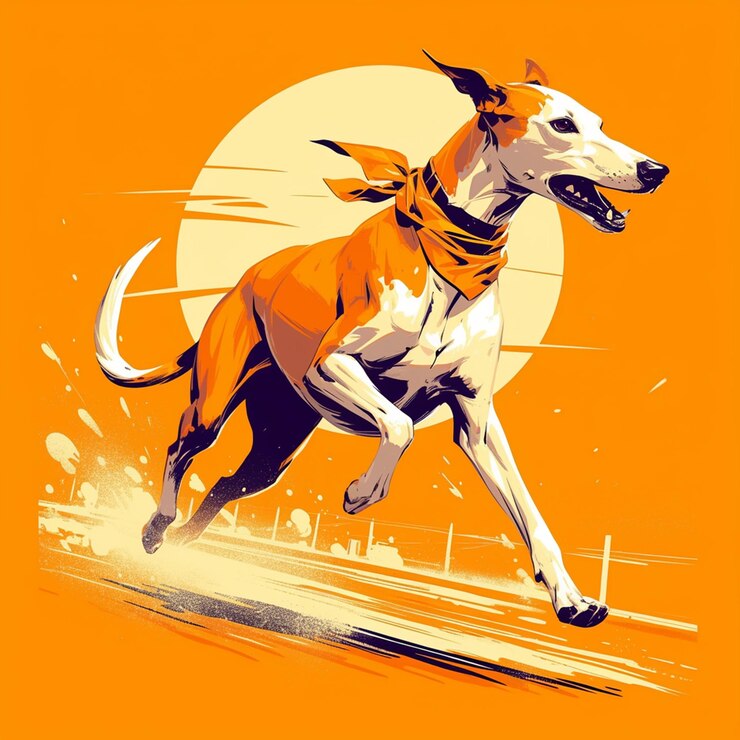 Vector basenji racing en un evento de velocidad de atractivo