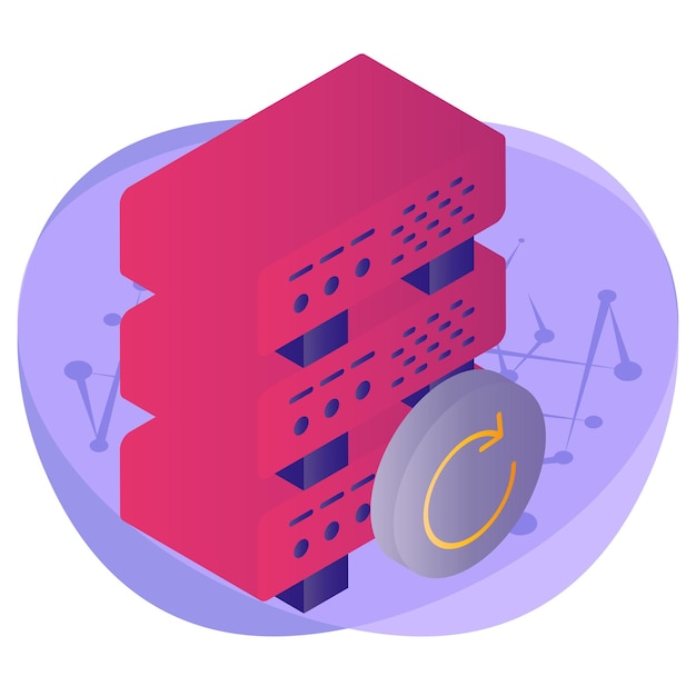 Vector bases de datos relacionales copia de seguridad y restauración concepto isométrico gestión implícita diseño vectorial grandes datos