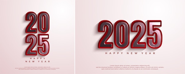 Básico Feliz año nuevo 2025 plantilla de diseño de color rojo 3D 2025 concepto de celebración del año nuevo para el saludo